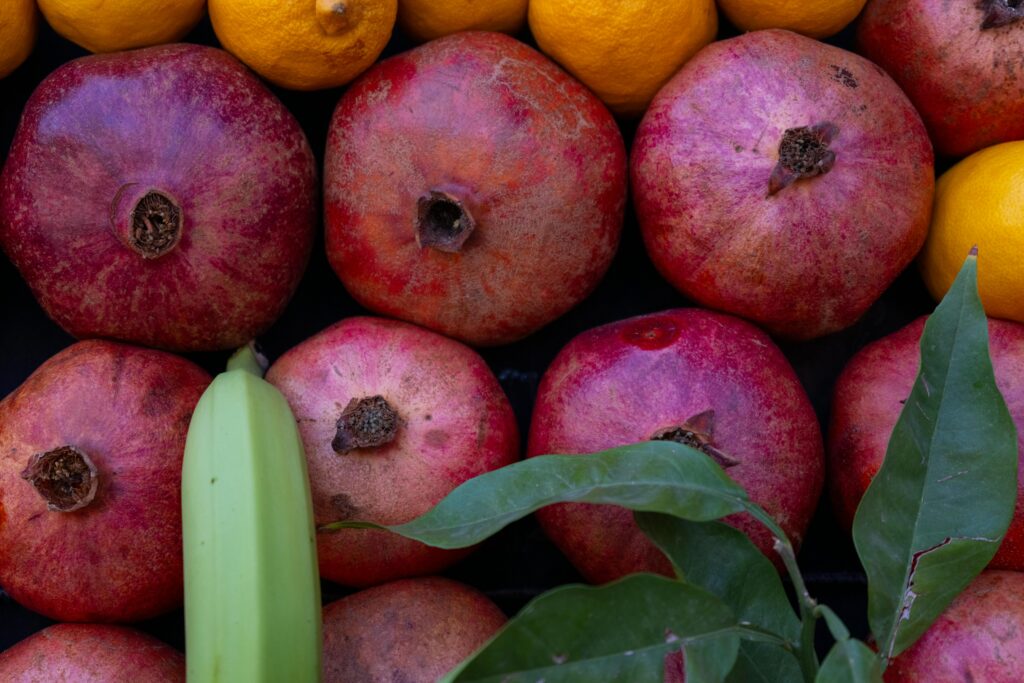 organic pomegranates at market